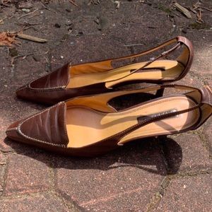 Brown leather Kitten heels